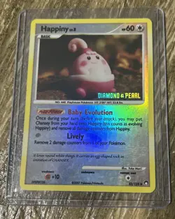 2007 Pokemon Happiny 52/123 Reverse Holo Diamond & Pearl Stamped Lv.8 EX - Image 1