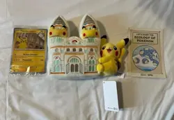 Pokemon - Pikachu At The Museum Pokemon Center Plush + Promo Card Sealed + Book - Image 1