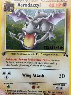 AERODACTYL Prerelease Pokemon Card - WOTC - 1st Edition Fossil 1/62 HOLO LP (A) - Image 5