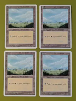 Plains (B) x4 Fourth Edition 4th 4x Magic the Gathering MTG White Border - Image 1