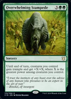 x1 Overwhelming Stampede R MTG Commander 2019 M/NM, English - Image 1