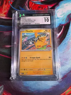 2024 POKEMON SVP EN-SV BLACK STAR PROMO WORLD CHAMPIONSHIPS #190 PIKACHU CGC 10 - Image 1