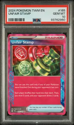 2024 POKEMON TWM EN-TWILIGHT MASQUERADE #165 UNFAIR STAMP PSA 10 - Image 1
