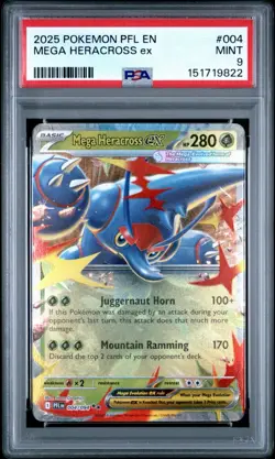 Pokemon Mega Heracross ex 004/094 Me02: Phantasmal Flames Holo PSA 9 - Image 1