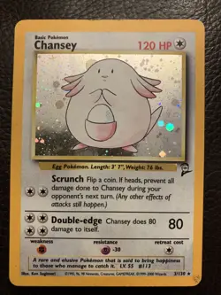 BASE SET 2 - CHANSEY #3/130 - Rare HOLOFOIL HOLO POKEMON MP - Image 1