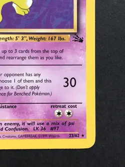 Hypno 23/62 Fossil Rare - Vintage Pokemon Card WOTC 1999 - Played #2 - Image 4
