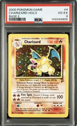 Pokemon 2000 Game Base II Charizard Holo 4/130 PSA 4 Vintage Base Set 2 - Image 1