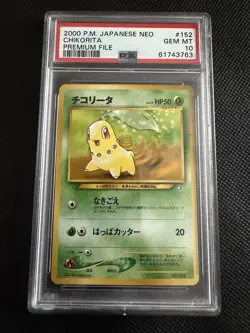 2000 Pokemon Neo Premium File Chikorita PSA 10 Gem-Mint #152 - Image 1