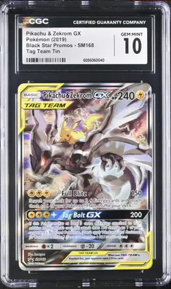 CGC 10 Pikachu & Zekrom GX SM168 Pokemon Black Star Promos 2019 English - Image 1