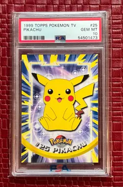 1999 TOPPS POKEMON TV #25 PIKACHU BLUE LOGO PSA 10 GEM MINT - Image 1