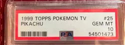 1999 TOPPS POKEMON TV #25 PIKACHU BLUE LOGO PSA 10 GEM MINT - Image 2