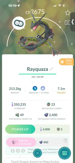 Pokemon Go (Stage 40 ) Shiny Rayquaza X2 ( 5 shinys ) - Image 3