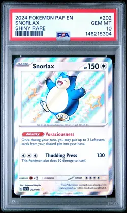 2024 POKEMON PAF EN-PALDEAN FATES SHINY RARE #202 SNORLAX PSA 10 - Image 1