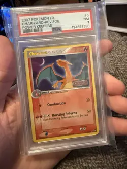 POKEMON EX POWER KEEPERS CHARIZARD #6 REVERSE HOLO FOIL CARD PSA 7 - Image 1