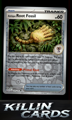Reverse Holofoil Antique Root Fossil 130/142 Pokemon Common SV07: Stellar Crown - Image 1