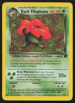 Dark Vileplume 13/82 Unlimited Holo Rare Team Rocket Pokemon English HP - Image 1