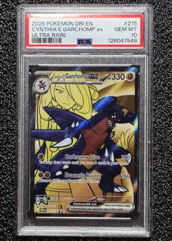 2025 Pokemon Destined Rivals Cynthia's Garchomp Ex Ultra Rare 215/182 PSA 10 - Image 1