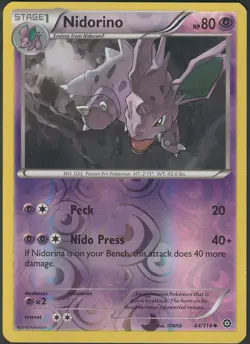 Reverse Holo Nidorino 44/114 Uncommon XY - Steam Siege Pokemon NM - Image 1