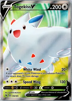 Pokemon - Togekiss V (Full Art) 178/185 Ultra Rare Holo SWSH04: Vivid Voltage NM - Image 1