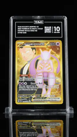 Pokemon PSA 10 Team Rocket's Mewtwo ex 240/182 Sv10: Destined Rivals Holo - Image 1