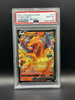 Pokemon Charizard V 019/189 Darkness Ablaze 2020 English Holo PSA 10 - Image 1