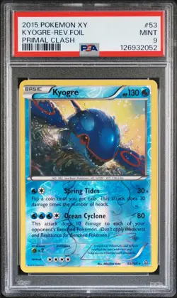 2015 POKEMON XY PRIMAL CLASH #53 KYOGRE-REVERSE FOIL PSA 9 - Image 1
