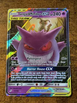 Pokemon Gengar & Mimikyu GX TAG TEAM Ultra Rare Holo 53/181 Team Up - Image 1