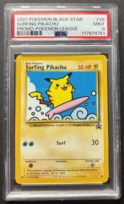 Surfing Pikachu Black Star Promo 28 Pokemon League 2001 PSA 9 - Image 1