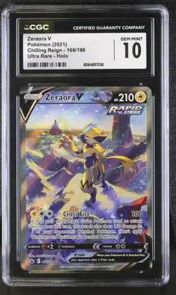 CGC 10 - Zeraora V 166/198 Alternate Art - Pokemon Chilling Reign SWSH Gem Mint - Image 1