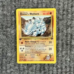 Vintage Pokemon Gym Heroes Blaines Rhyhorn 65/132 Uncommon 1st Ed NM - Image 1