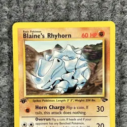 Vintage Pokemon Gym Heroes Blaines Rhyhorn 65/132 Uncommon 1st Ed NM - Image 3