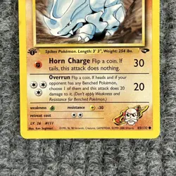 Vintage Pokemon Gym Heroes Blaines Rhyhorn 65/132 Uncommon 1st Ed NM - Image 4