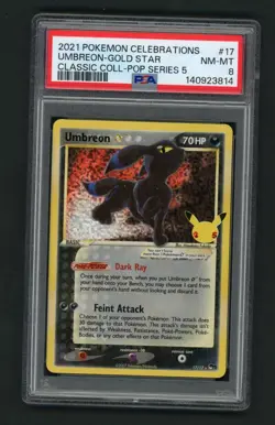 2021 Pokemon Umbreon Gold Star 17/17 Celebrations: Classic Collection Holo PSA 8 - Image 1