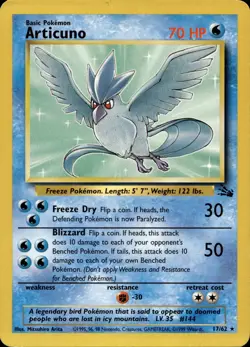 ARTICUNO 17/62 RARE FOSSIL POKEMON UNLIMITED MP - Image 1