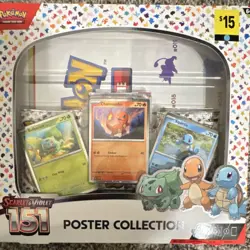 Pokemon TCG Scarlet & Violet 151 Poster Box Bulbasaur Charmander Squirtle Promo - Image 1