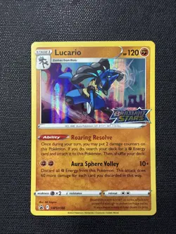 LUCARIO SWSH186 BLACK STAR PROMO POKEMON (STAMPED, NM) - Image 1