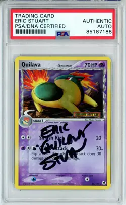 PSA Signed Eric Stuart 2006 Quilava Pokemon Ex Dragon Frontiers Holo Rare - Image 1