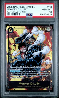 2025 ONE PIECE ROYAL BLOOD OP10-118 MONKEY D. LUFFY ALT ART SEC PSA 10 - Image 1