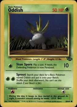 Oddish Common Jungle 58/64 Grass Unlimited Pokemon Card - Image 1