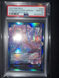 Low Pop One Piece TCG Donquixote Doflamingo Leader Card OP01-060 English PSA 10 - Image 1