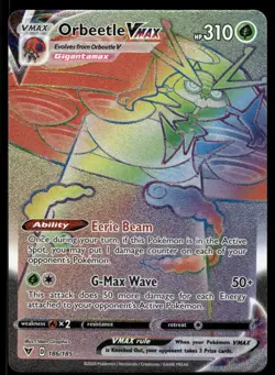 Pokemon Cards Orbeetle VMAX 186/185 Vivid Voltage Rare Rainbow NM *2 - Image 1