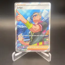 Pokemon TCG Judge Trainer Full Art Destined Rivals Ultra Rare Card 222/182 - Image 1
