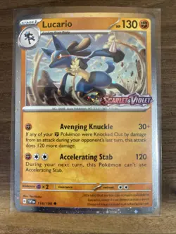 Lucario (Scarlet & Violet Stamp) - 114/198 - Pokemon TCG - NM - Cosmos Holo - Image 1