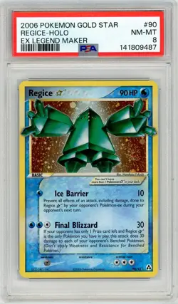 Pokemon Regice Gold Star #90 EX Legend Maker PSA 8 NM-MT - Image 1