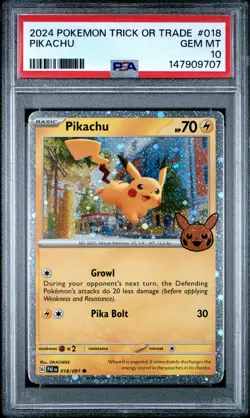 2024 POKEMON TRICK OR TRADE #018 PIKACHU PSA 10 - Image 1