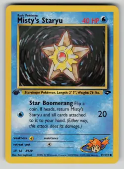 Misty's Staryu 92/132 Gym Challenge 1st Edition Pokemon LP - Image 1