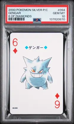 2000 POKEMON SILVER VERSION PLAYING CARDS 6 OF DIAMONDS #094 GENGAR PSA 10 - Image 1