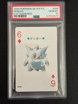2000 POKEMON SILVER VERSION PLAYING CARDS 6 OF DIAMONDS #094 GENGAR PSA 10 - Image 3