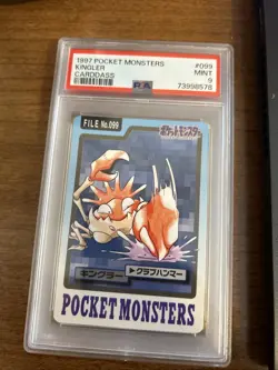 Pokemon Carddass Card Kingler File No.99 Bandai Pocket Monsters 1997 PSA 9 - Image 1