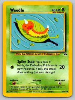 Weedle 70/75 Common Neo Discovery Pokemon Unlimited Near Mint - Image 1